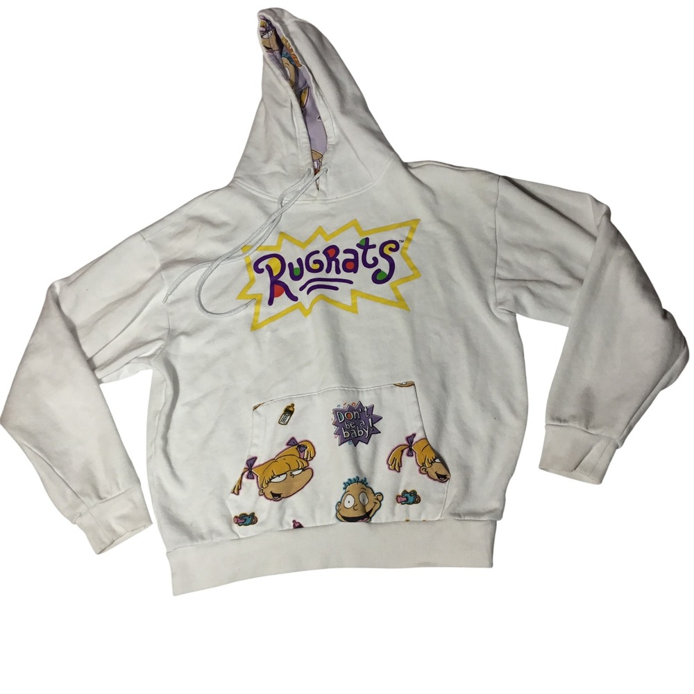 Nickelodeon Rugrats Graphic Hoodie White Fleece Sweatshirt Medium VPO 1104994